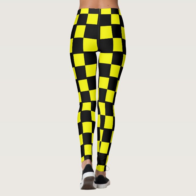 Leggings Carrés en damier jaune et noir (Dos)