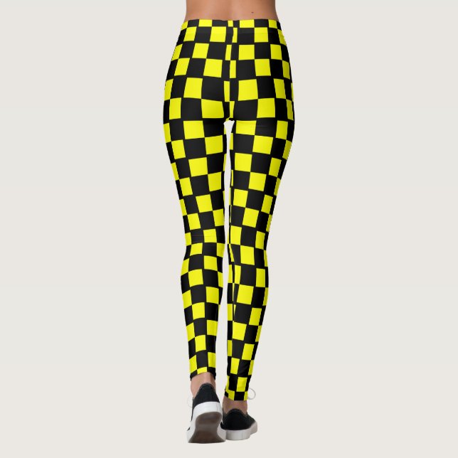 Leggings Carrés en damier jaune et noir (Dos)