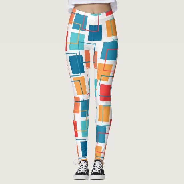Leggings Carrés et grands titres (Devant)