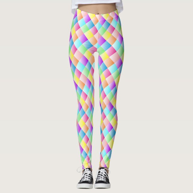 Leggings Carrés multicolores sur tout le design Pantalon de (Devant)