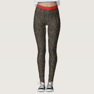 Leggings Carte à circuit imprimé Parties scintillant rouge