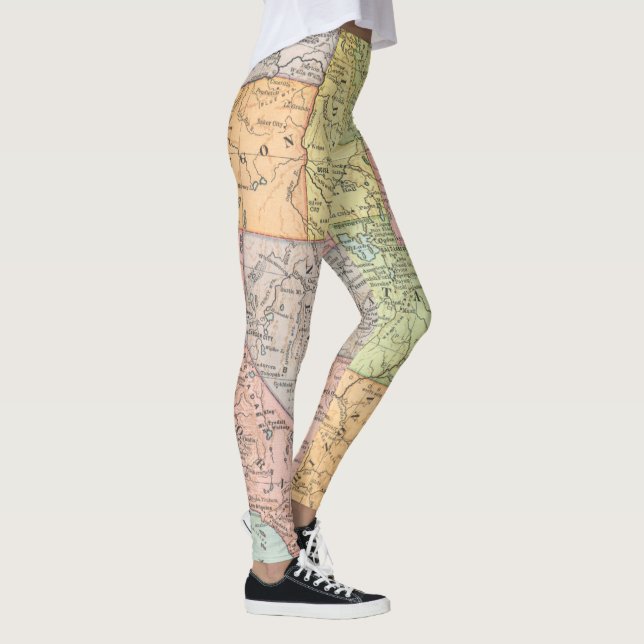 Leggings Carte ancienne des États-Unis occidentaux (Droite)