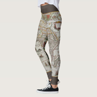Leggings Carte ancienne du monde de l'Afrique par Blaeu, ve
