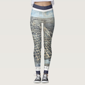 Leggings Carte antique aérienne de la ville d'Austin, Texas
