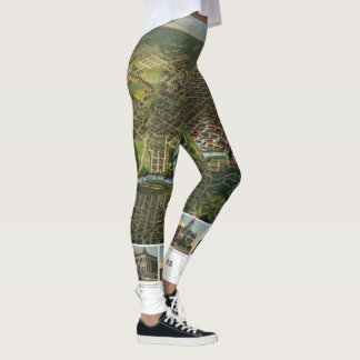 Leggings Carte antique de Houston, Texas avec la rivière Bu