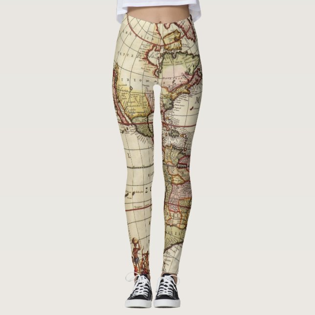 Leggings Carte antique des Amériques par Johannes De Ram (Devant)