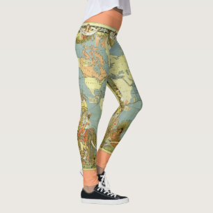 Leggings Carte antique du monde de l'Empire britannique, 18