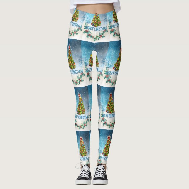 Leggings Carte de Joyeux Noël (Devant)