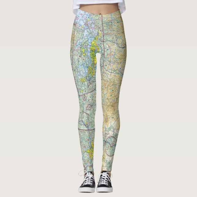 Leggings Carte de navigation régionale de Seattle (Devant)