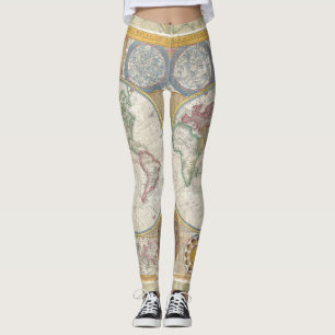 Leggings Carte de voyage du monde Antique Vintage