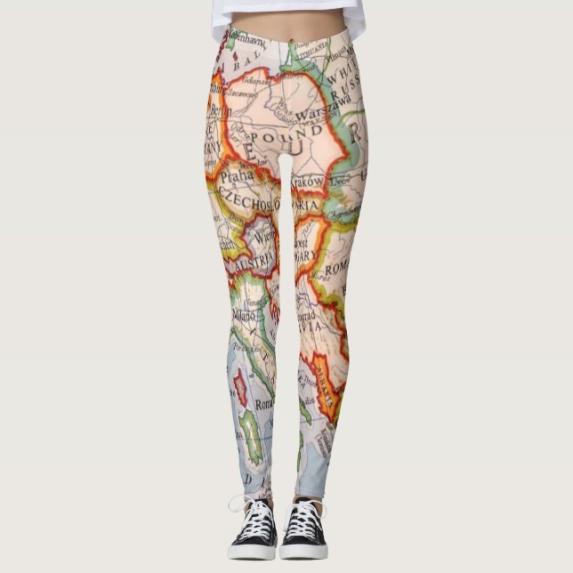 Leggings Carte des héritages européens (Devant)