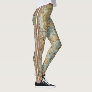 Leggings Carte dessinée par antiquité vintage du monde de
