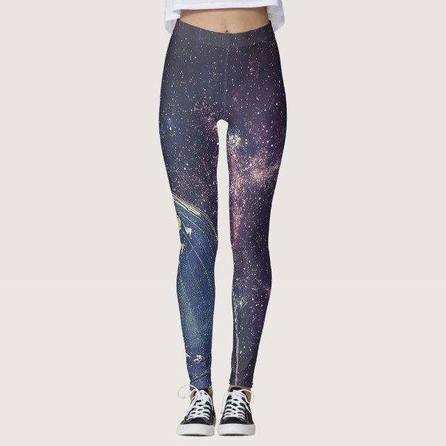 Leggings Carte du monde céleste vintage (Devant)