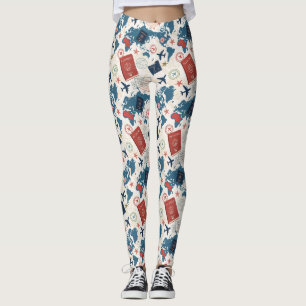 Leggings Carte du monde motif de voyage