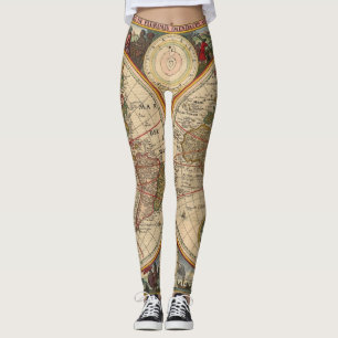 Leggings Carte du Vieux Monde par Nicolaas Visscher