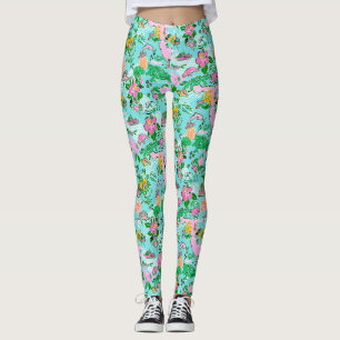 Leggings Carte Floride Preppy Palm Beach Motif Imprimer