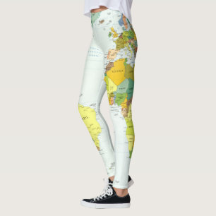 Leggings Carte mondiale Globe Pays Atlas