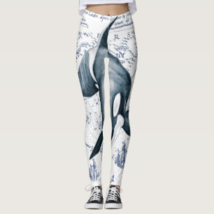 Leggings Carte Orca bleu