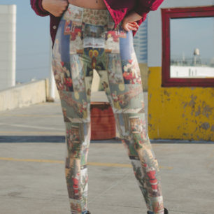 Leggings Carte postale Père Noël Vintage Noël