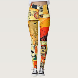 Leggings Carte postale Vintage voyage