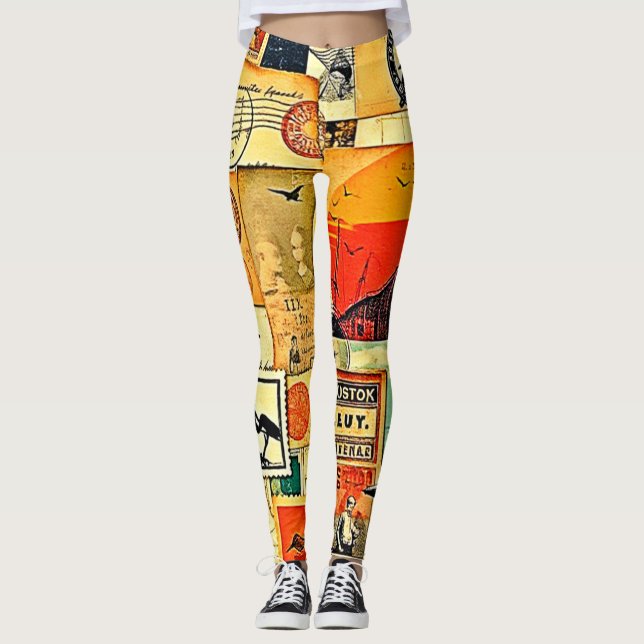 Leggings Carte postale Vintage voyage (Devant)