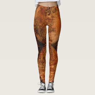 Leggings Carte Russe Vintage Vieux Monde
