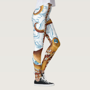 Leggings Carte Vintage bleue octopus Brown