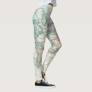 Leggings Carte vintage du monde (1801)
