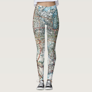 Leggings Carte vintage unique de route des Etats-Unis