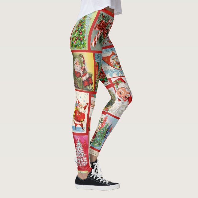 Leggings Cartes Vintages de Noël Pantalon pour femmes (Droite)