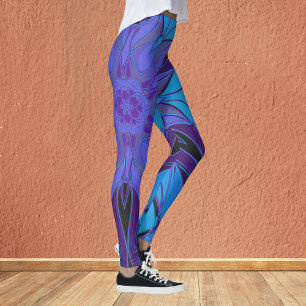 Leggings Carton Mandala Flower bleu et violet