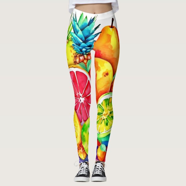 Leggings Cartoon à fruits tropicaux (Devant)