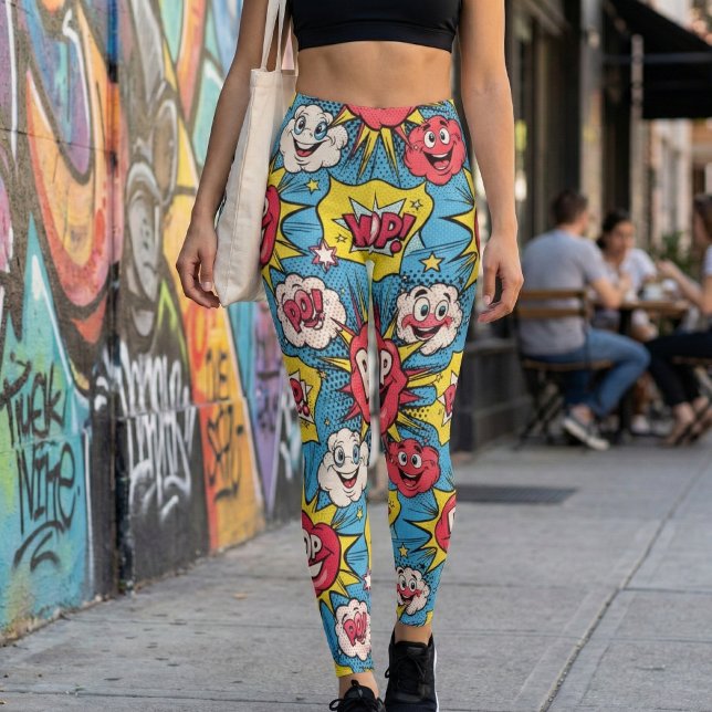 Leggings Cartoon Burst Fun Design - Comic Pop Art Explosion (Créateur téléchargé)
