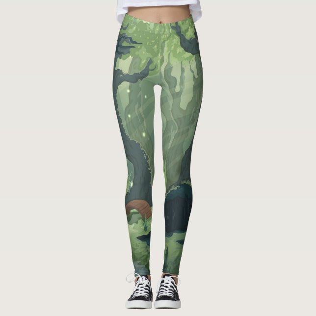 Leggings Cartoon Fairytale Forest Scenery Vintage. (Devant)