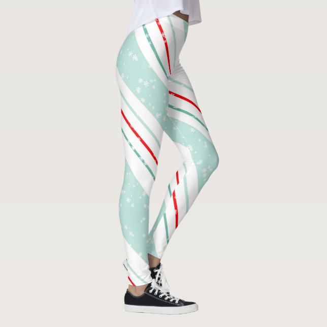 Leggings Cartouches Diagonales de Noël Mint Green ID440 (Droite)