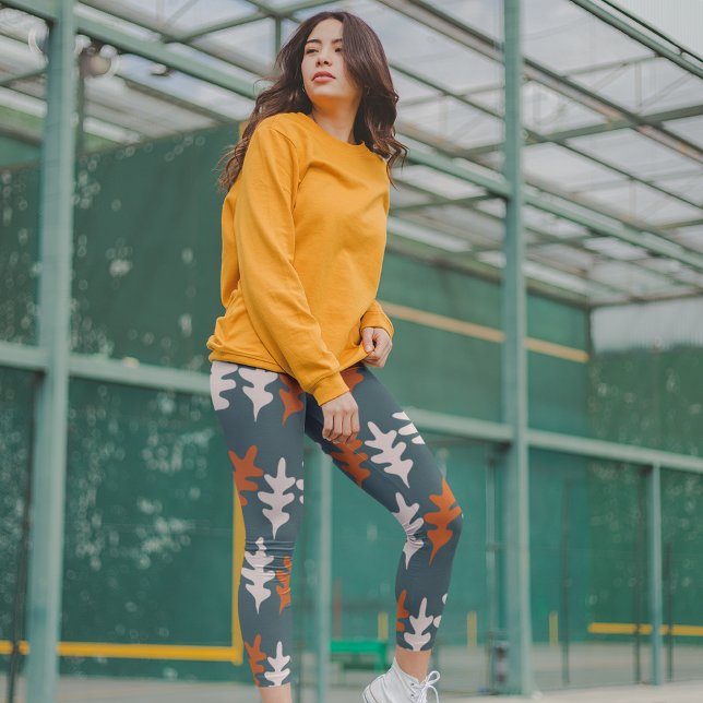 Leggings Casal Blue, Grey et Orange Motif d'art Abstrait (Créateur téléchargé)