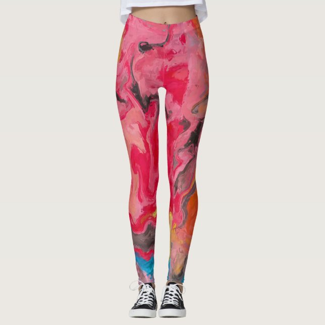 Leggings Cascade Abstraite arc-en-ciel (Devant)
