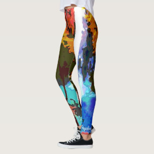 Leggings Cascade abstraite avec le nom personnalisé