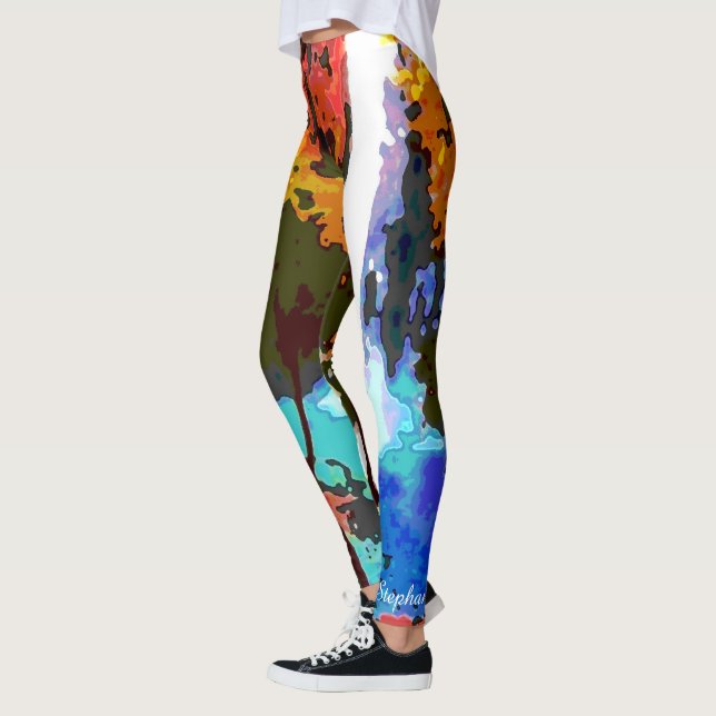 Leggings Cascade Abstraite avec nom personnalisé (Gauche)