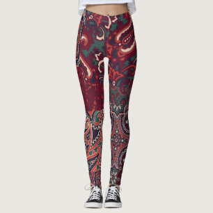 Leggings Cashmere Paisley Silk : Patchwork Vintage Abstrait