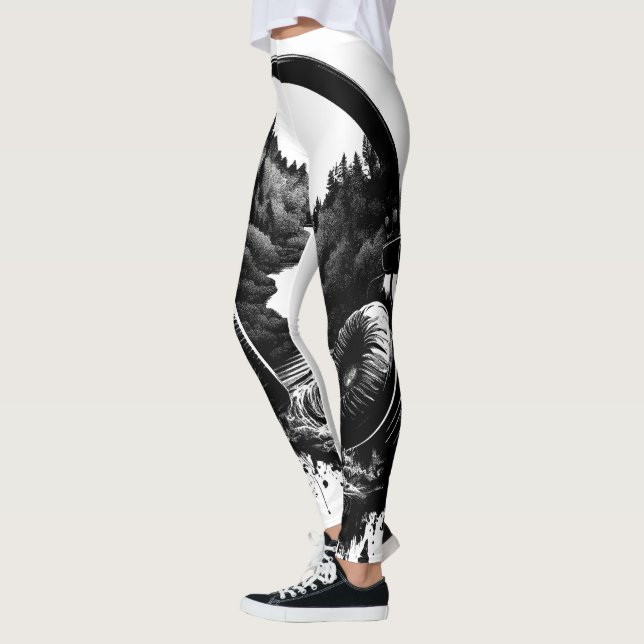 Leggings Casques Nature et Musique - Artiste noir et blanc (Gauche)