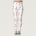 Leggings Casquette à la mode de Père Noël d'amusement de<br><div class="desc">Leggins d'amusement comportant un flamant rose habillant le motif de casquette de Père Noël.</div>