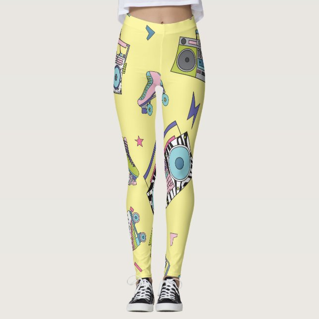 Leggings cassette vintage, roulettes : rétro (Devant)