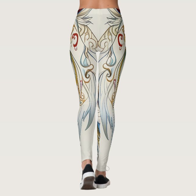 Leggings Catcher de rêve de loup bleu teint (Dos)