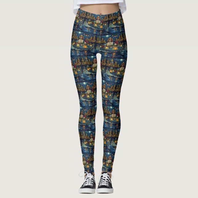 Leggings Cavalier King Charles Croisière de Noël Festive (Devant)