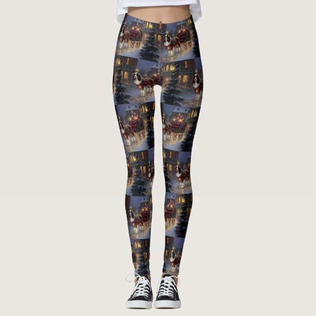 Leggings Cavalier King Charles Spaniel Noël Festive (Devant)