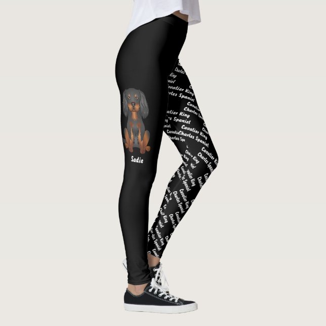 Leggings Cavalier King Charles Spaniel noir et fauve & Nom  (Droite)