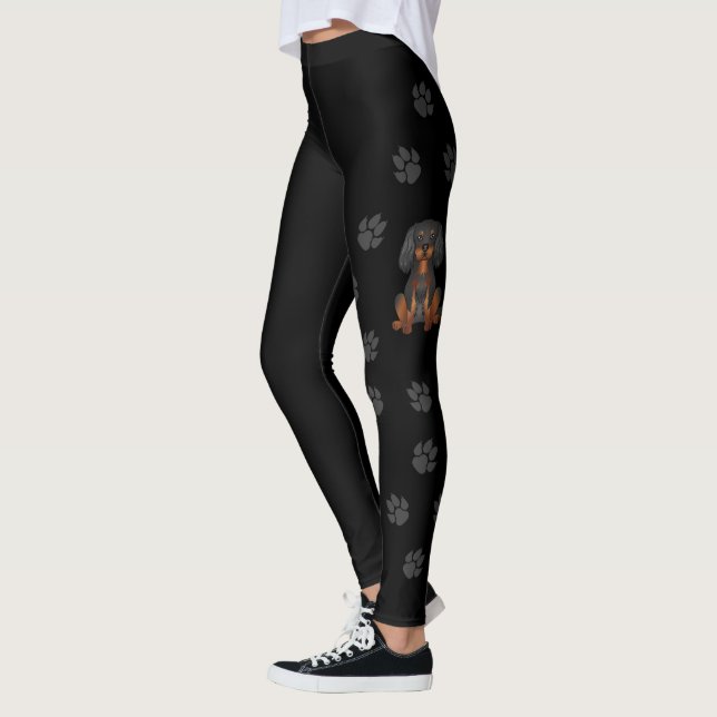Leggings Cavalier King Charles Spaniel & Pattes noir et fau (Gauche)