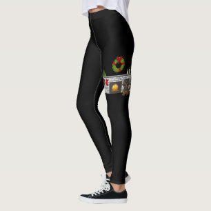 Leggings Cavalier noir et fauve dans une salle de Noël noir