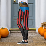 Leggings Ceinture de pirate rouge noir en bande verticale H<br><div class="desc">Personnaliser pour changer la couleur secondaire et augmenter ou diminuer la taille du motif de bande noire. Pirate ceinture et serrer avec des faux bottes.</div>